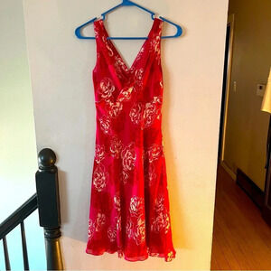 Ann Taylor 100% Silk Floral Sleeveless Dress